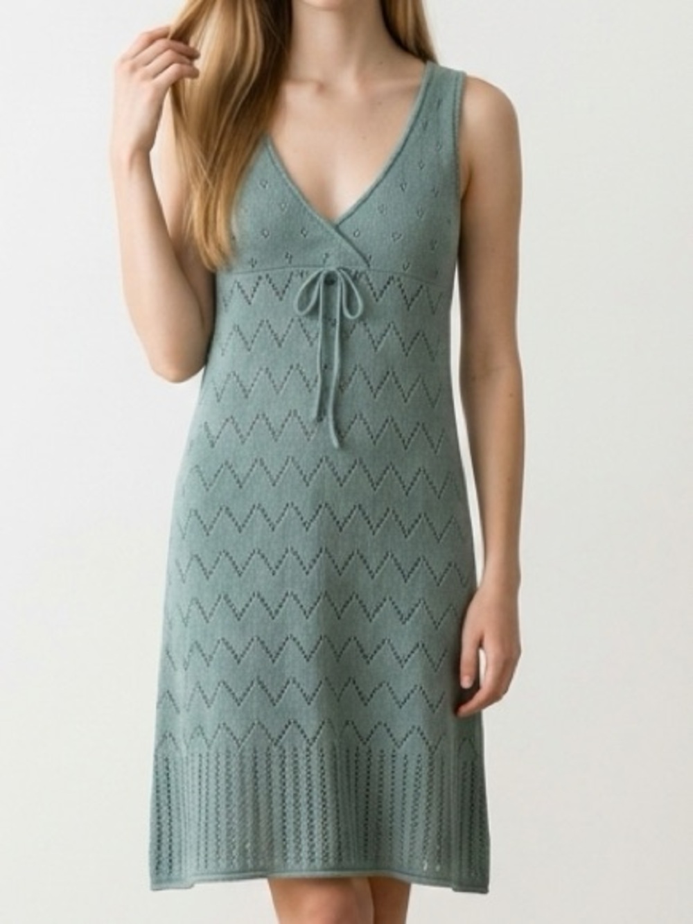 After All Sage Pointelle Knit Midi Dress S